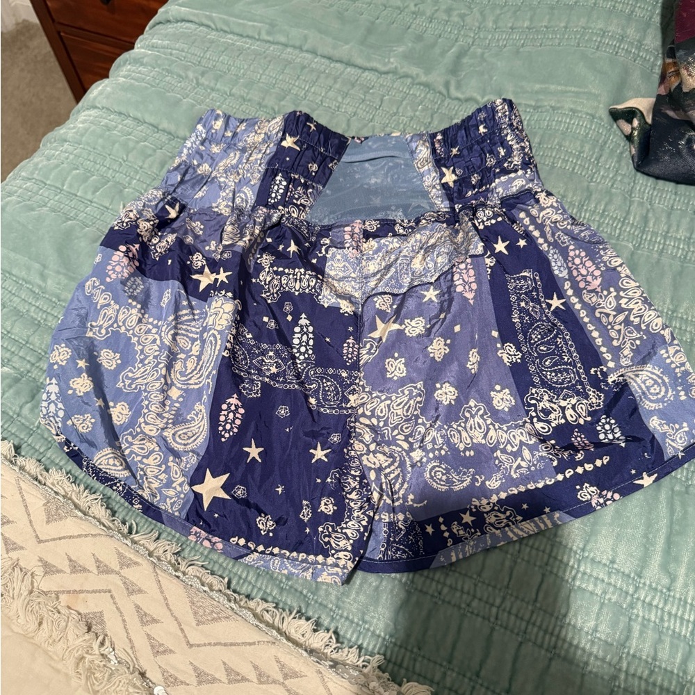 FP Movement by Free People Blue Patchwork Paisley Athletic Shorts - Picture 3 of 3